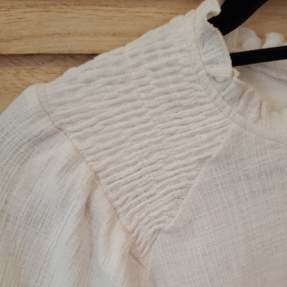 Current Air Cream Smocked Peasant Blouse Cottage Core Anthropologie Sz XS - Picture 5 of 14